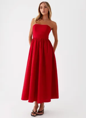 Love Me Later Midi Dress - Red Day Glow