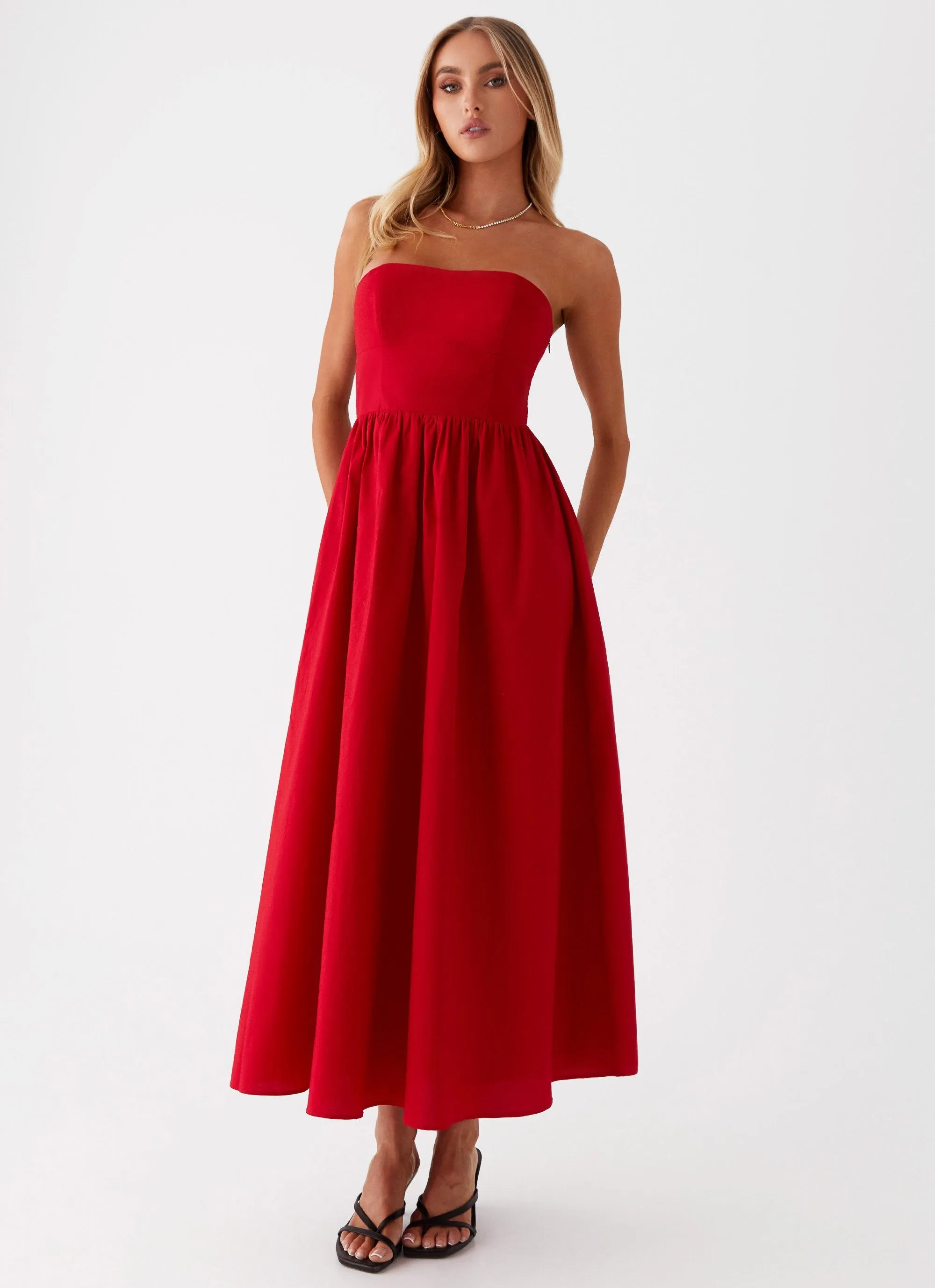 Love Me Later Midi Dress - Red Day Glow