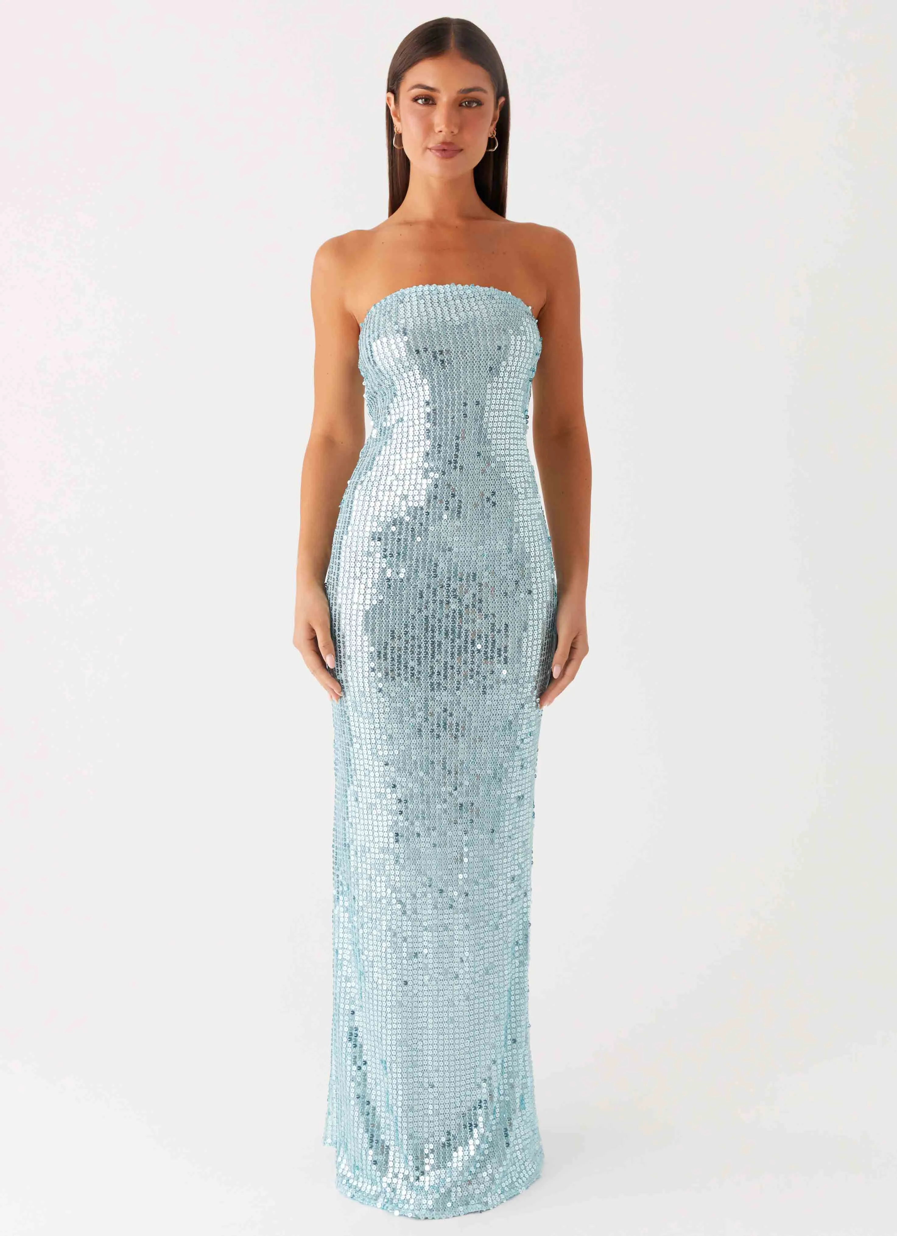 Calm Lines Lyric Sequin Maxi Dress - Turquoise