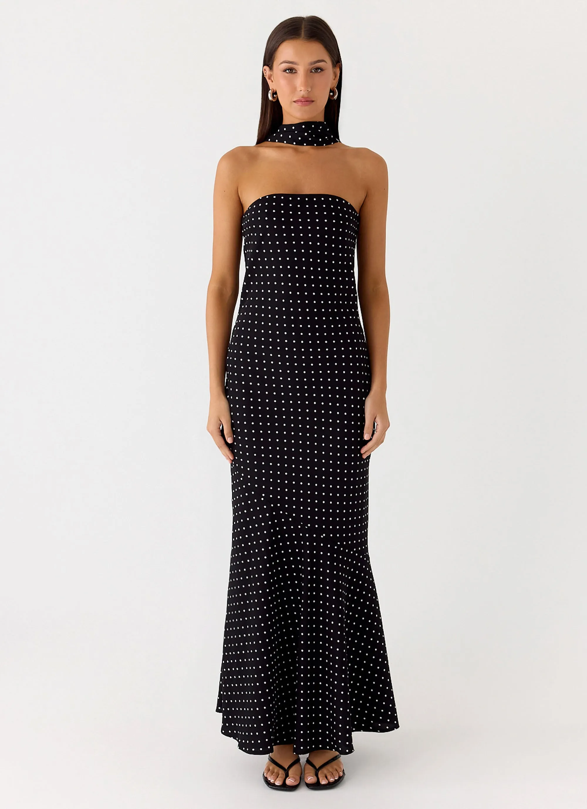 Under The Pagoda Maxi Dress - Black Polkadot Daywear Comfort Layer Safe