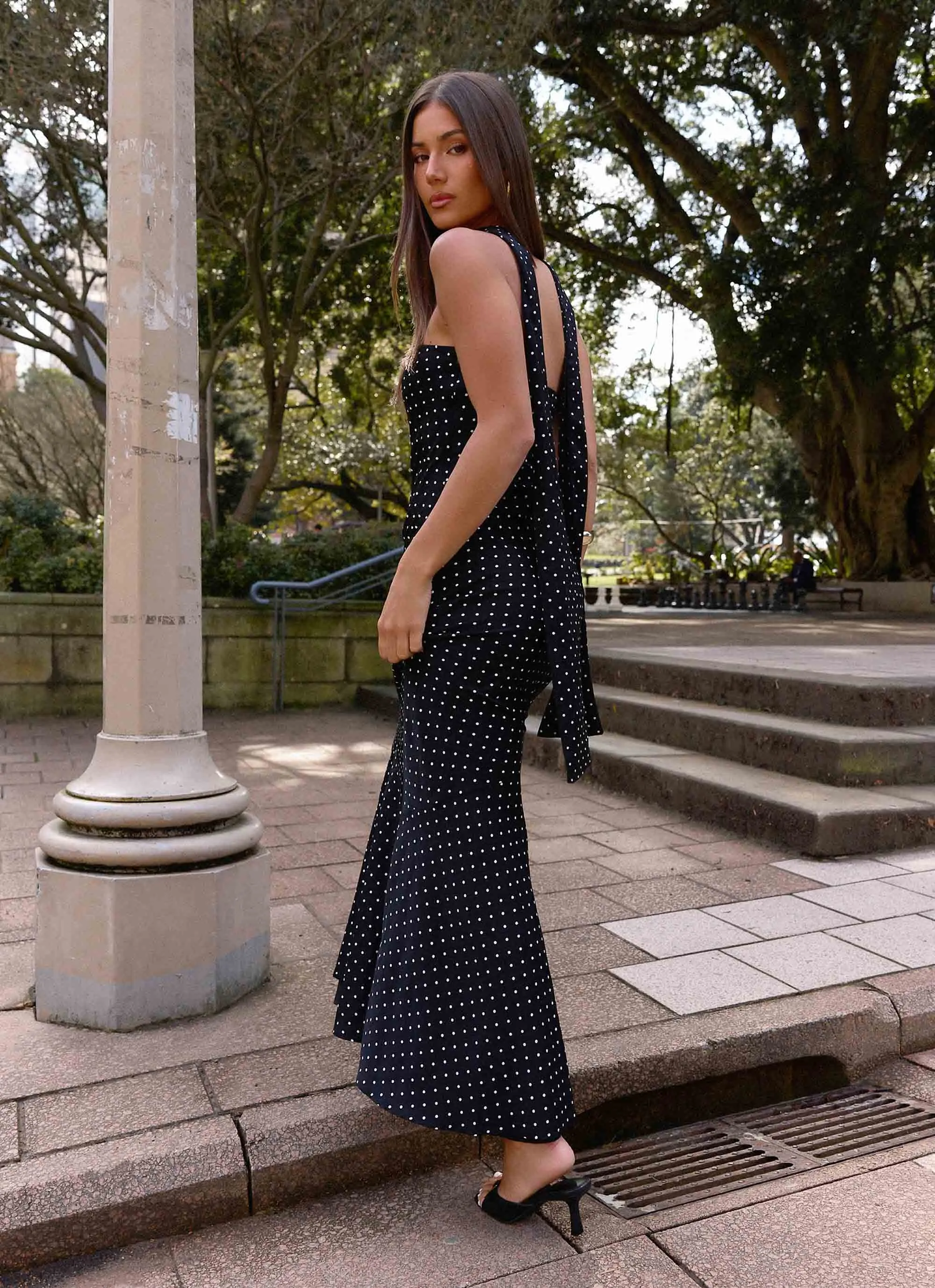 Under The Pagoda Maxi Dress - Black Polkadot Fashionable appearance
