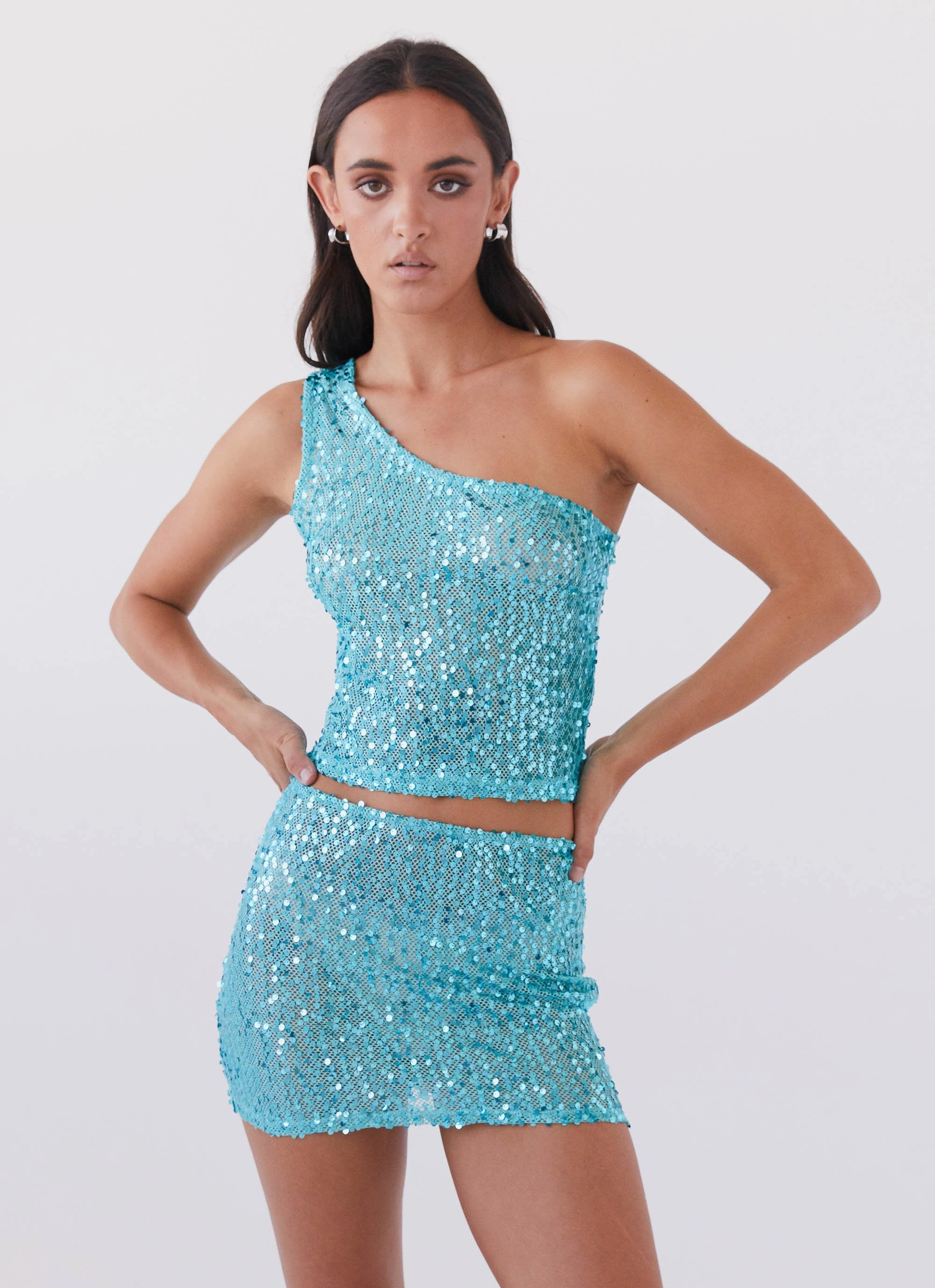 Neon Nights Sequin Mini Skirt - Crystal Non Irritating Relax Fit Design