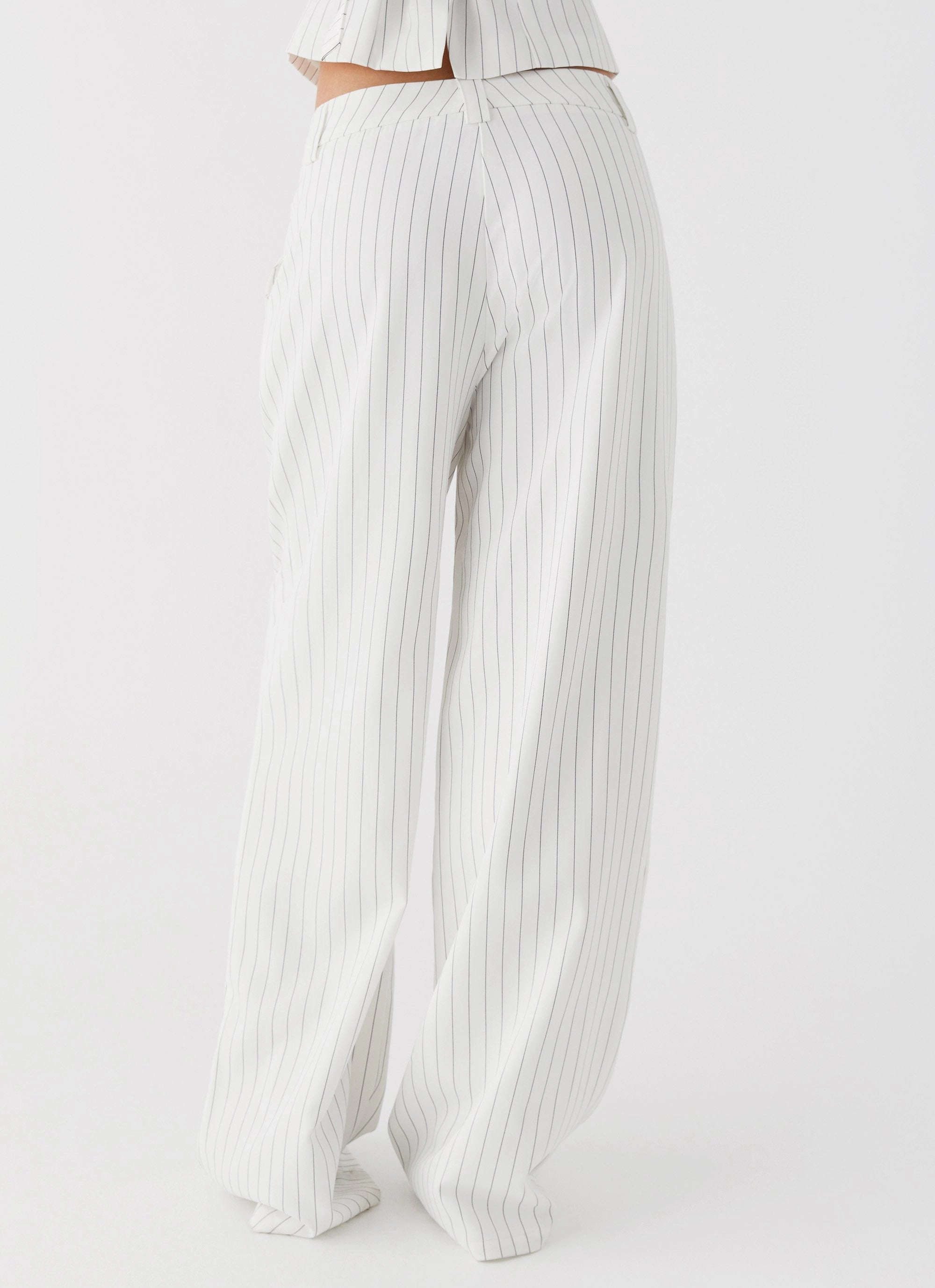 Midnight City Suit Pants - White Pinstripe HypoallergenicFabric Easy Fit