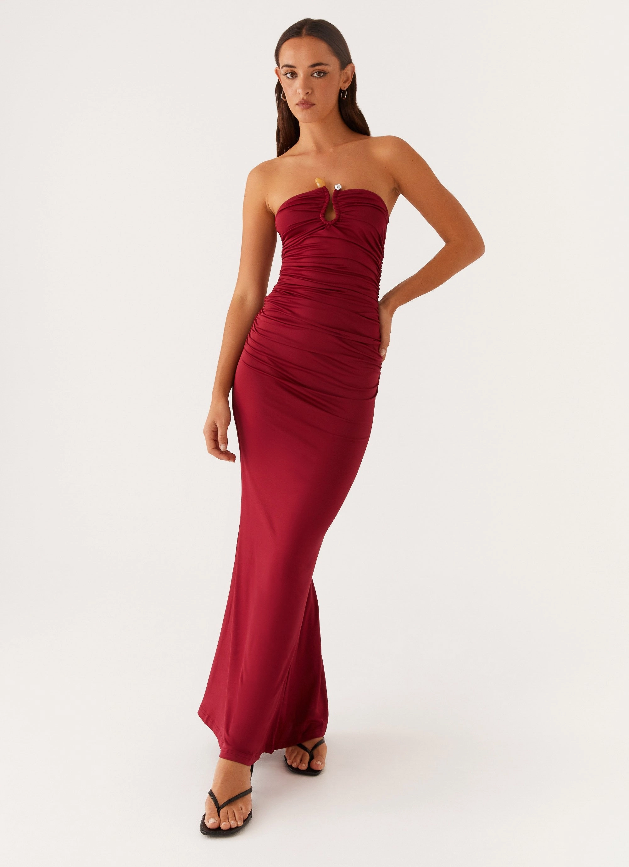 Rudy Maxi Dress - Maroon Sophisticated Elegance
