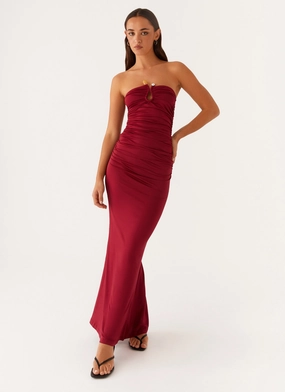Rudy Maxi Dress - Maroon Sophisticated Elegance