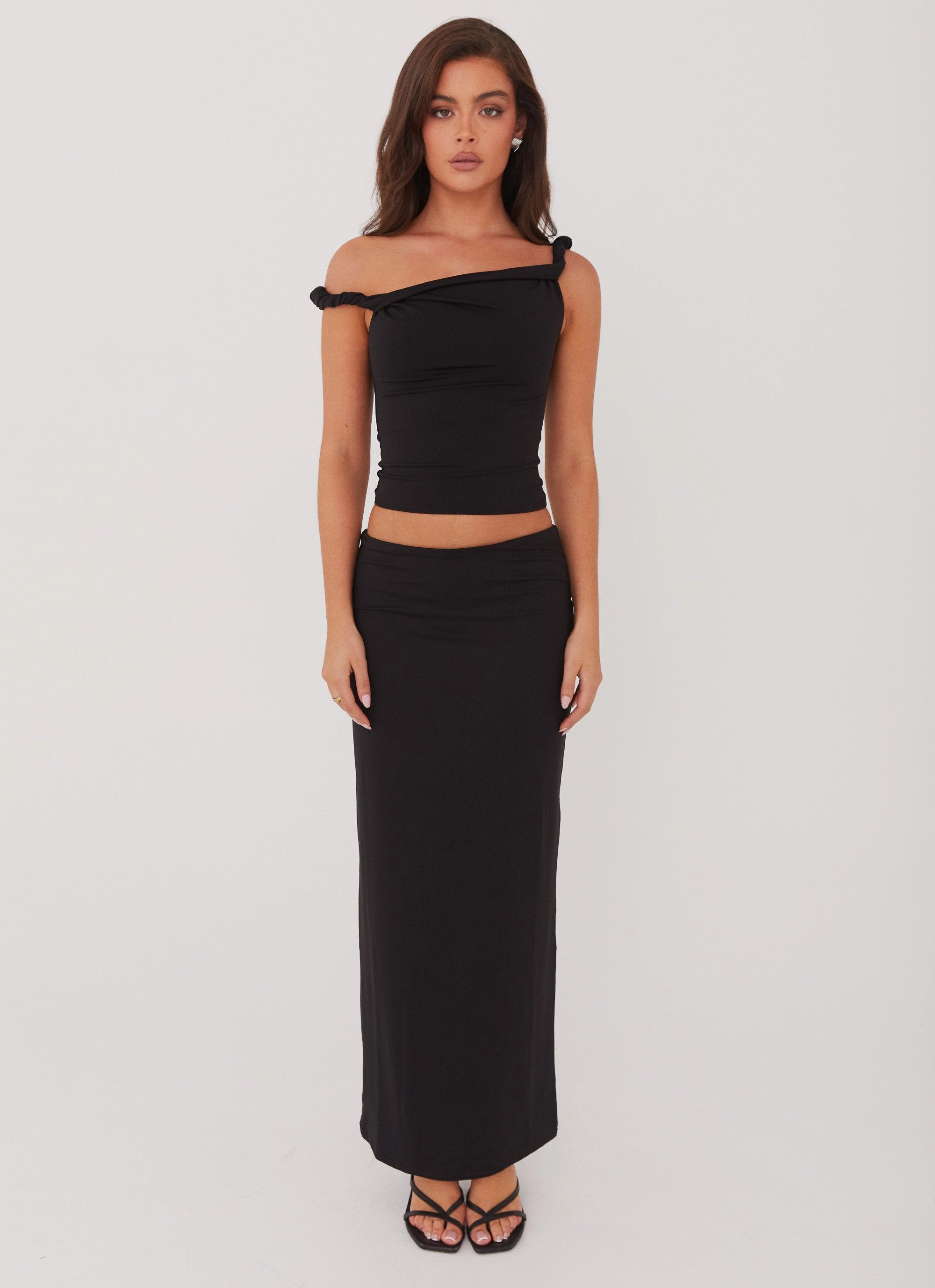 Rest Easy Flat waistband Solace Soul Maxi Skirt - Black