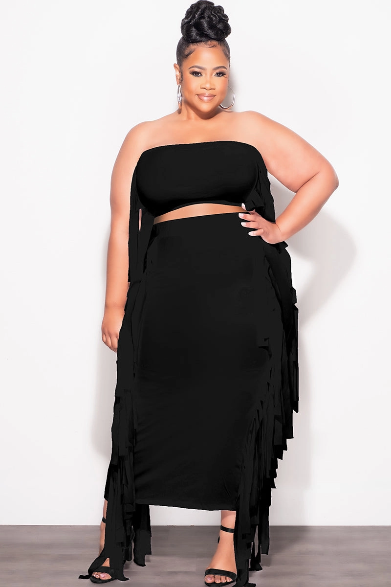Casual Performance Wear Final Sale Plus Size Strapless 2pc Set in Black