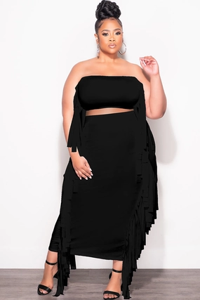 Final Sale Plus Size Strapless 2pc Set in Black All Day Wear Comfort ErgonomicArticulatedDesign