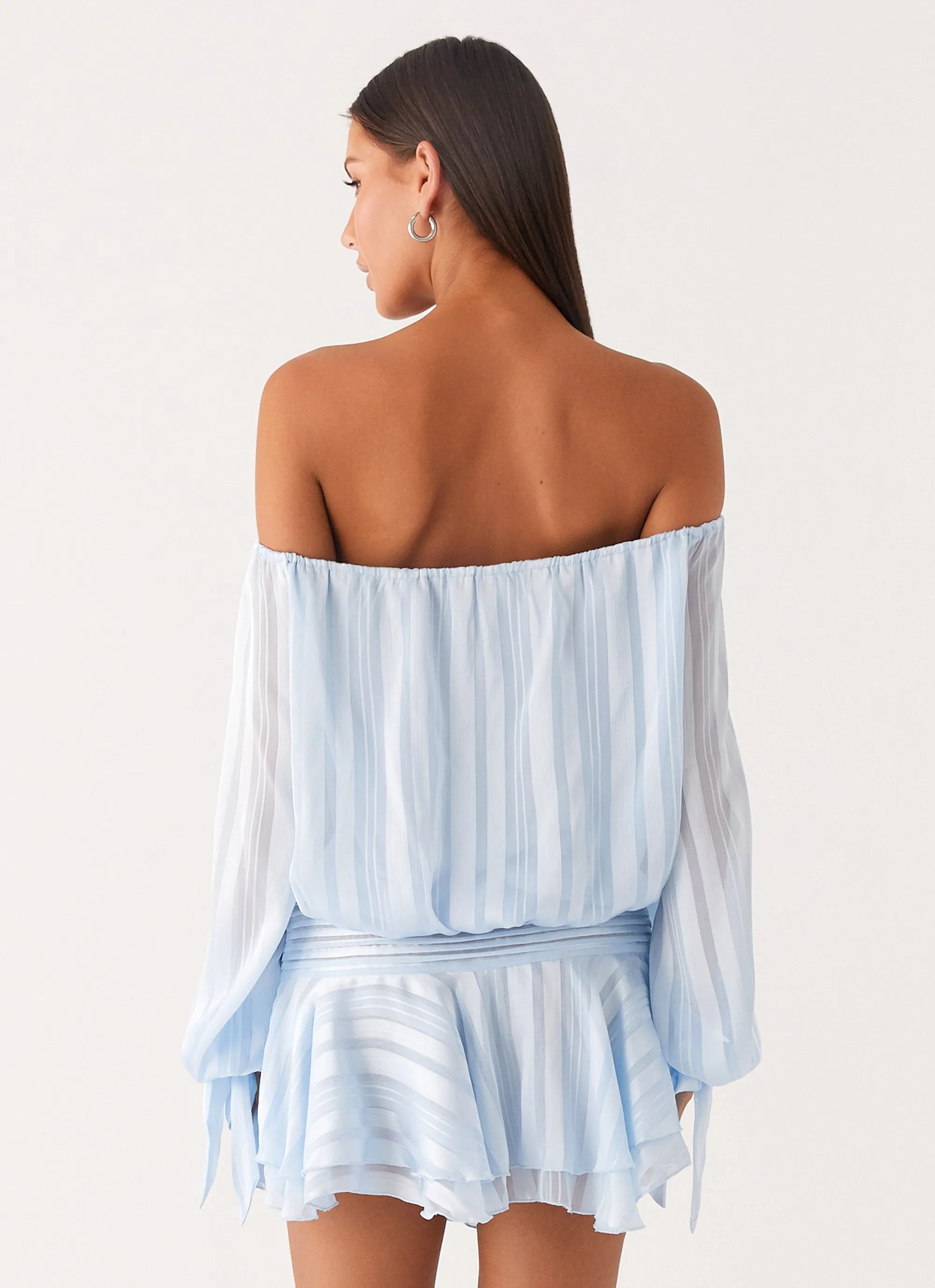 Eira Balloon Sleeve Mini Dress - Baby Blue Work Favorite