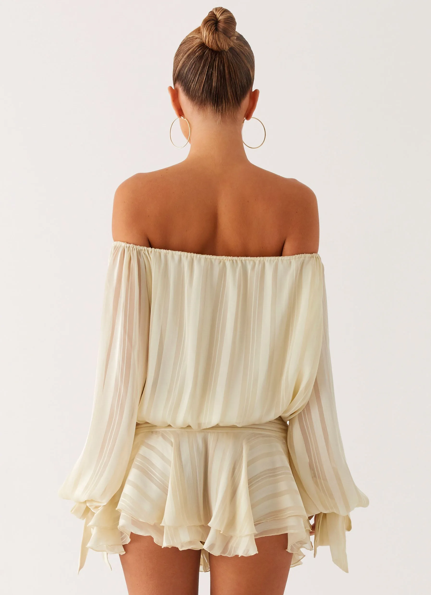 Chic Mom Eira Balloon Sleeve Mini Dress - Ivory