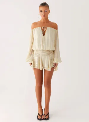 Eira Balloon Sleeve Mini Dress - Ivory Timeless fitted silhouette Silk Shine