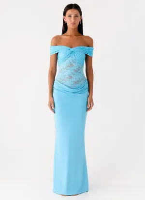 Formal Choice Flattering Cut Wear Either Way Maxi Dress - Turquoise Blue