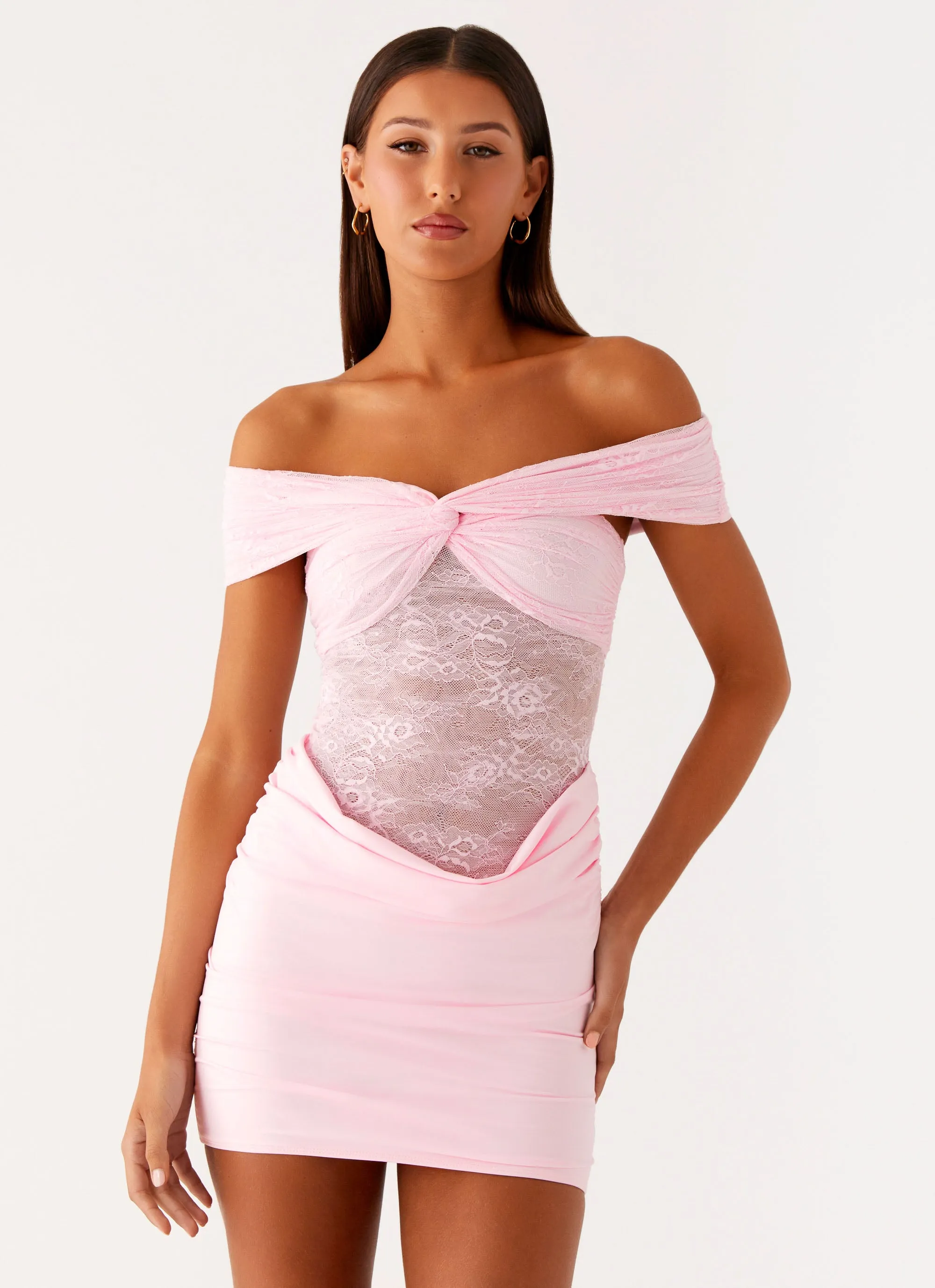 Either Way Off Shoulder Mini Dress - Baby Pink Artistic Flair Quick Outfit