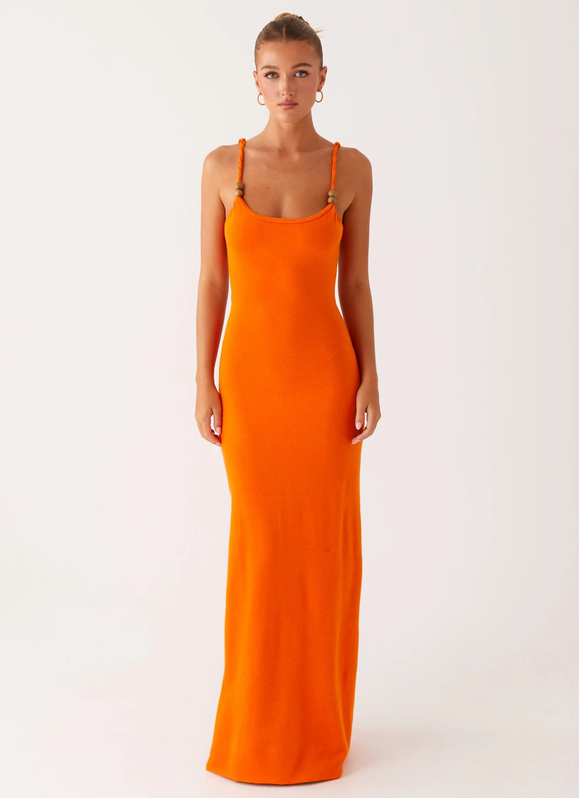 Elaina Knit Maxi Dress - Orange Guest Glam Flowing Design