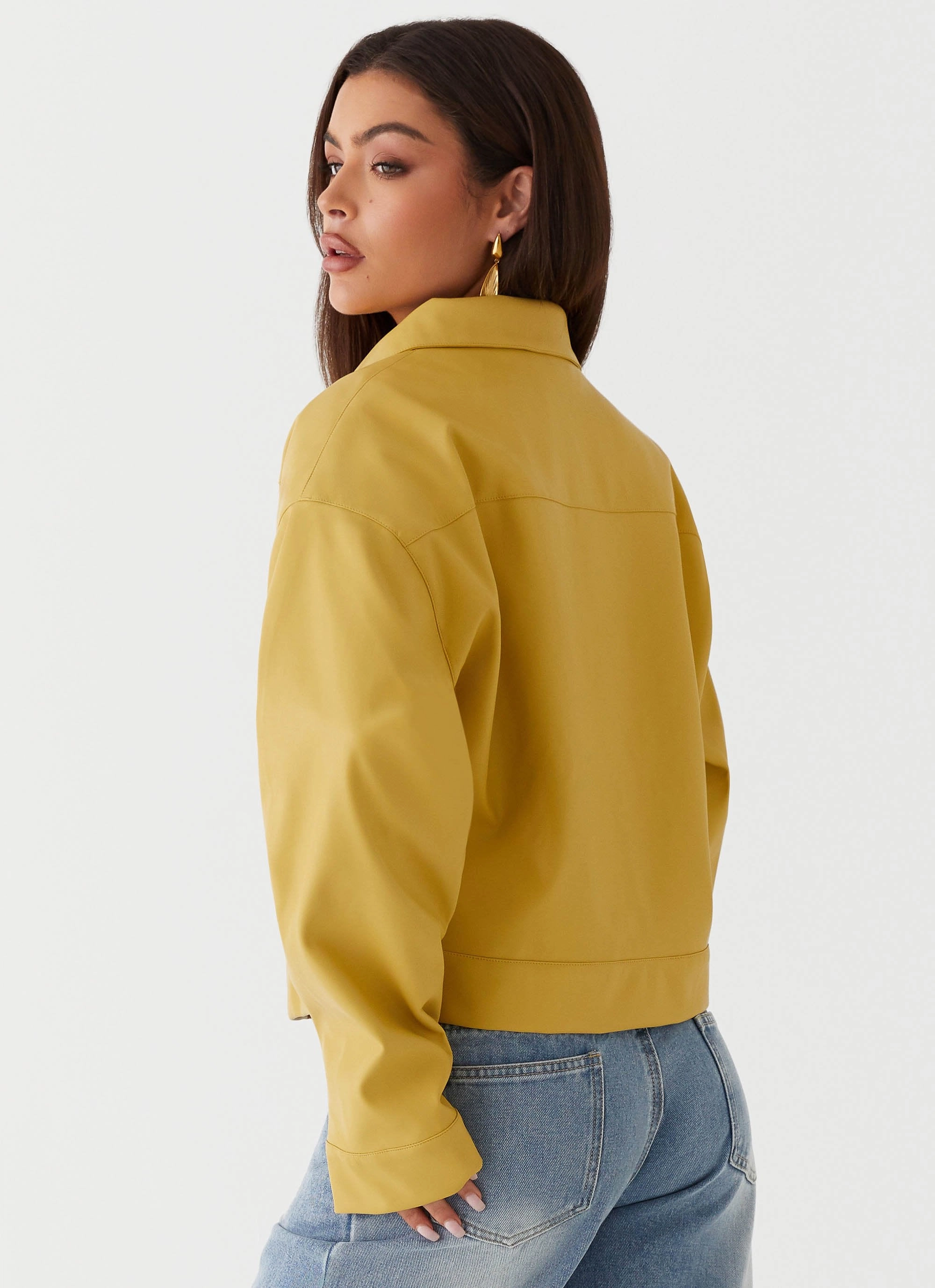 Stretchable Panels Elara Oversized Jacket - Yellow