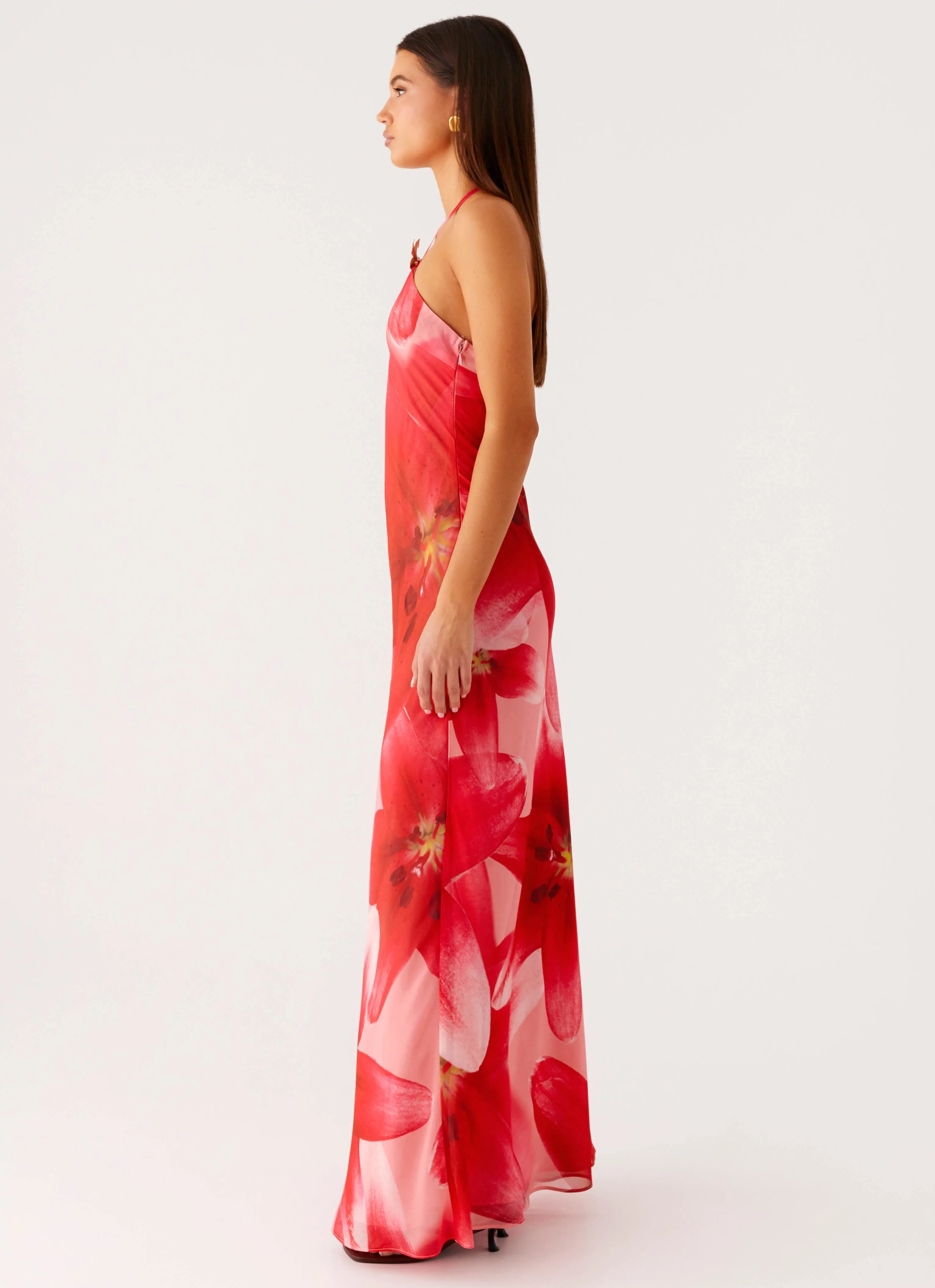 Fashion Layers Vatiana Chiffon Maxi Dress - Peach Watermelon Flower