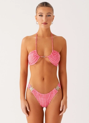 Anti-fungal Saint Lucia Bikini Bottoms - Pink Check