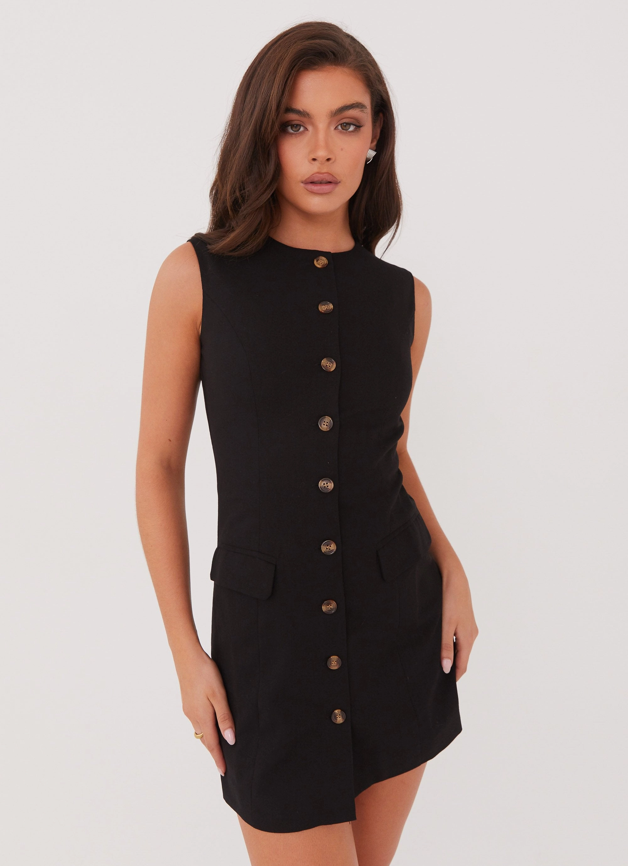 Fresh Flow Timeless Design Castello Fiore Linen Mini Dress - Black