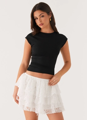 Erin Layered Mini Skirt - White Perfect Comfort