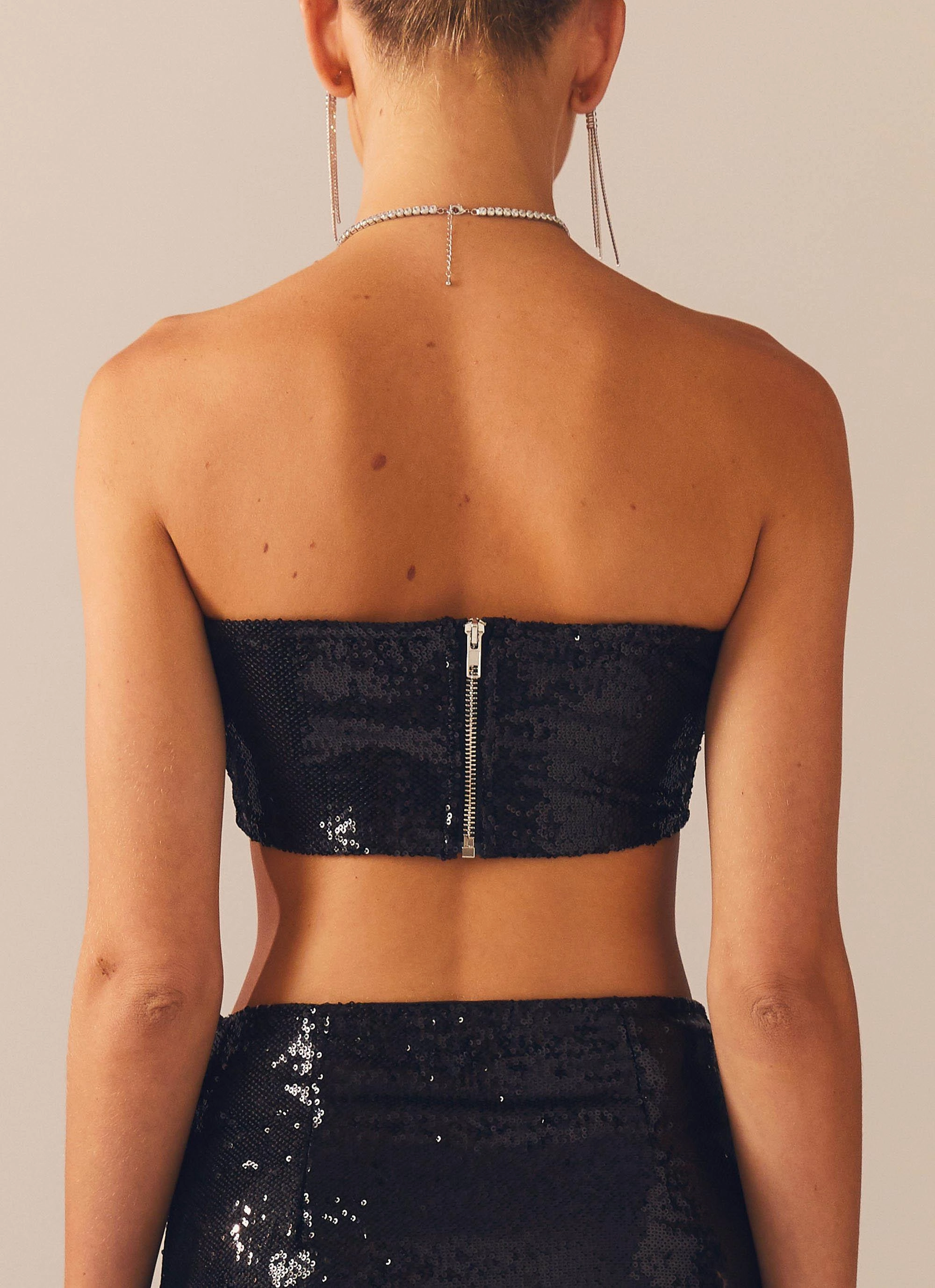 Emma Sequin Bustier - Black Simple Pullover