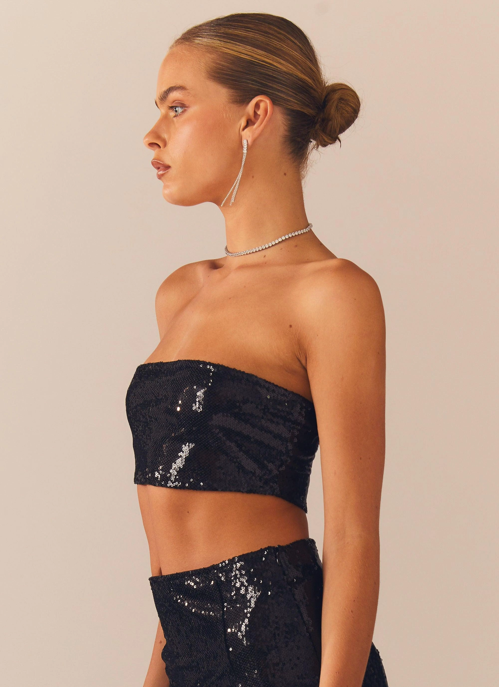 Emma Sequin Bustier - Black Easy to Wear