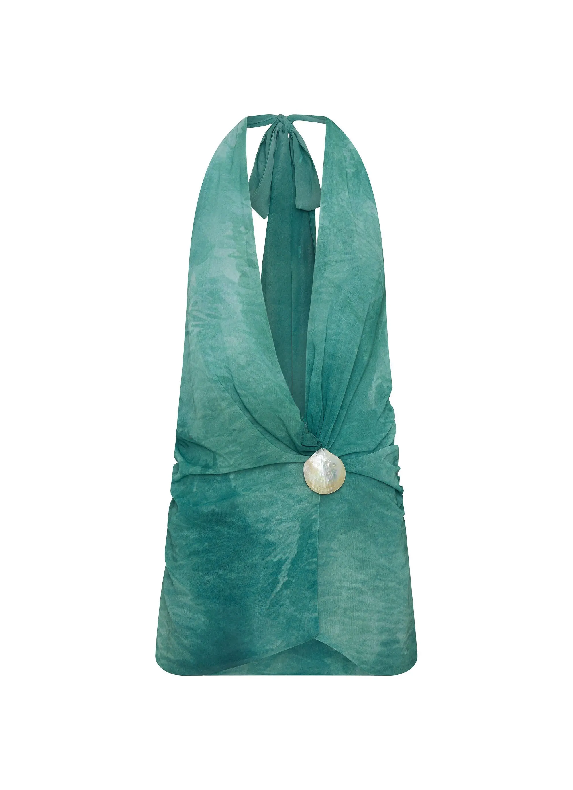 Sophisticated Vibe Contemporary Wear Eleanora Plunge Mini Dress - Green Tie Dye