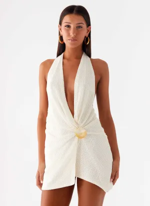 Influencer-Style Ombre-Effect Eleanora Plunge Mini Dress - Ivory