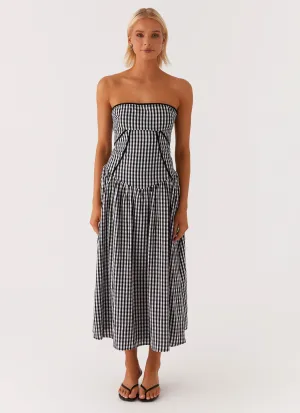 Vibrant Colors Urban Fit Larnie Midi Dress - Black Gingam
