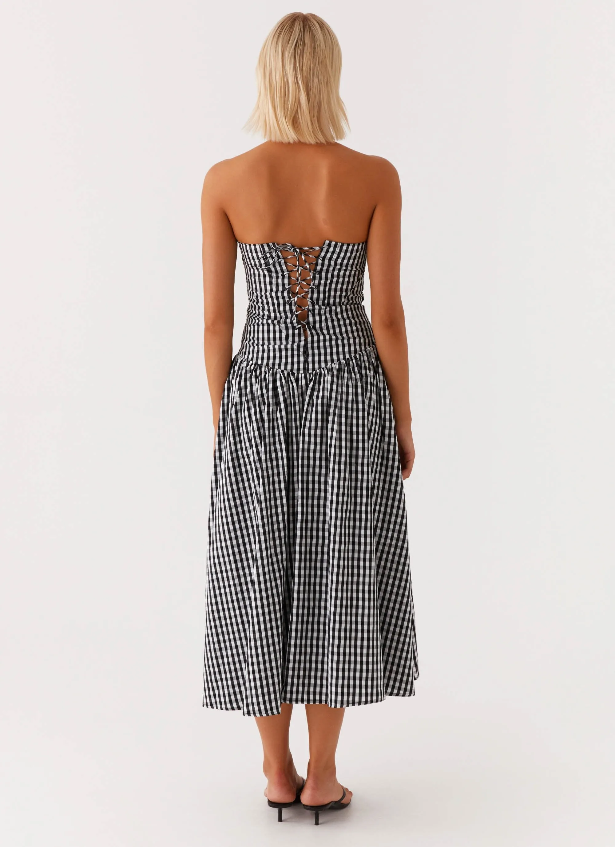 Fresh Motion Lightweight Wear Larnie Midi Dress - Black Gingam