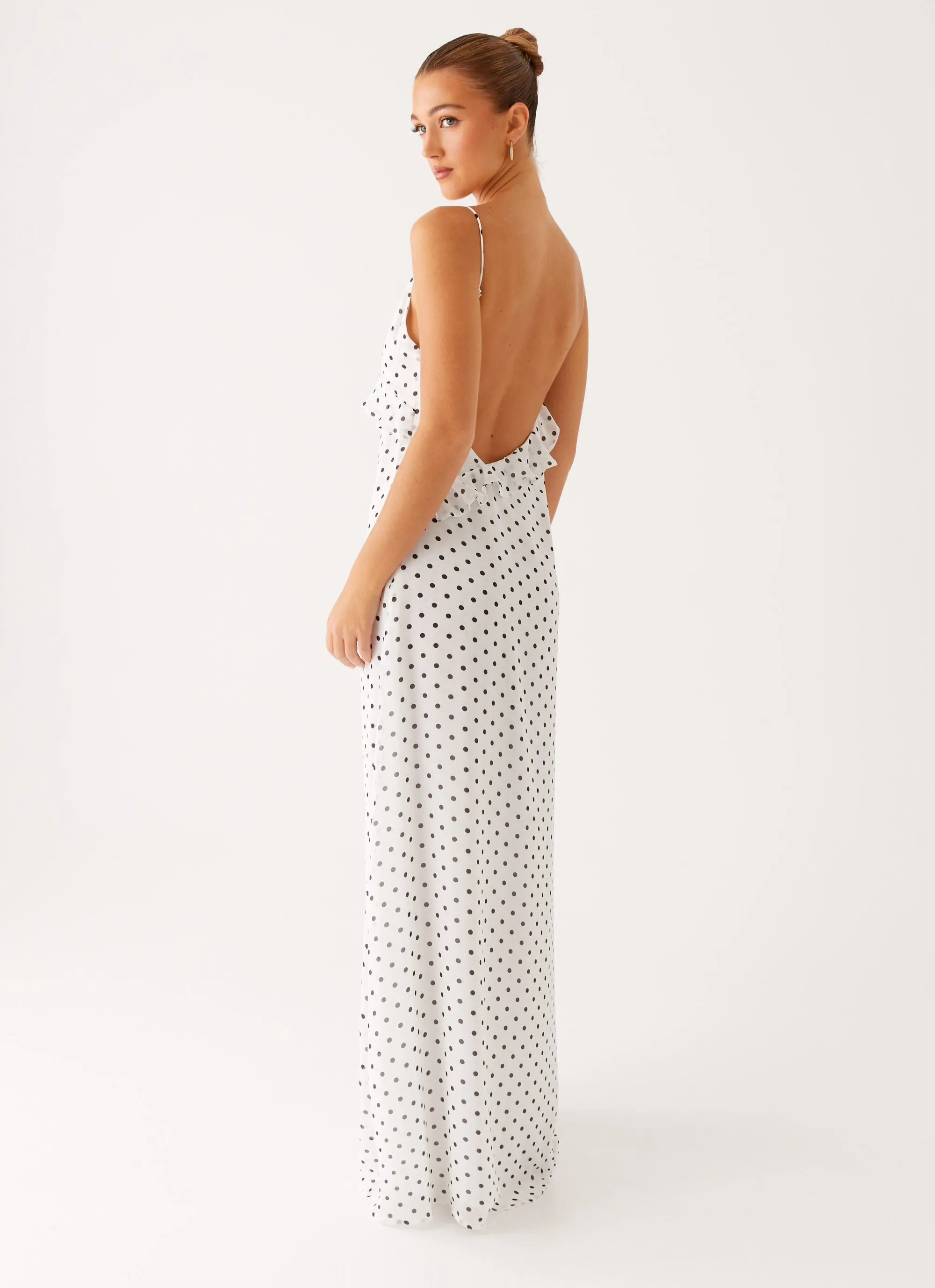 Chill Comfort Harri Maxi Dress - White Polka Dot