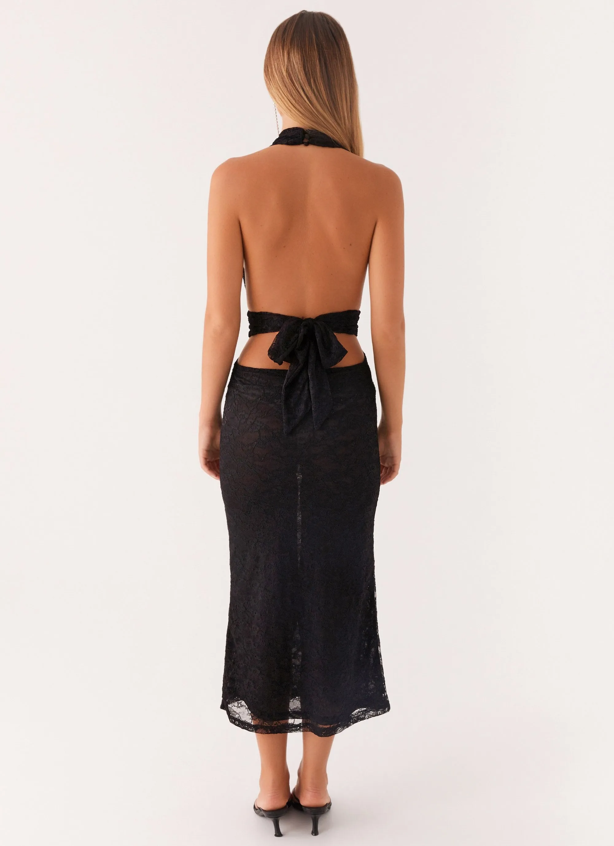 Elegant Fabric Charismatic Lace Midi Dress - Black