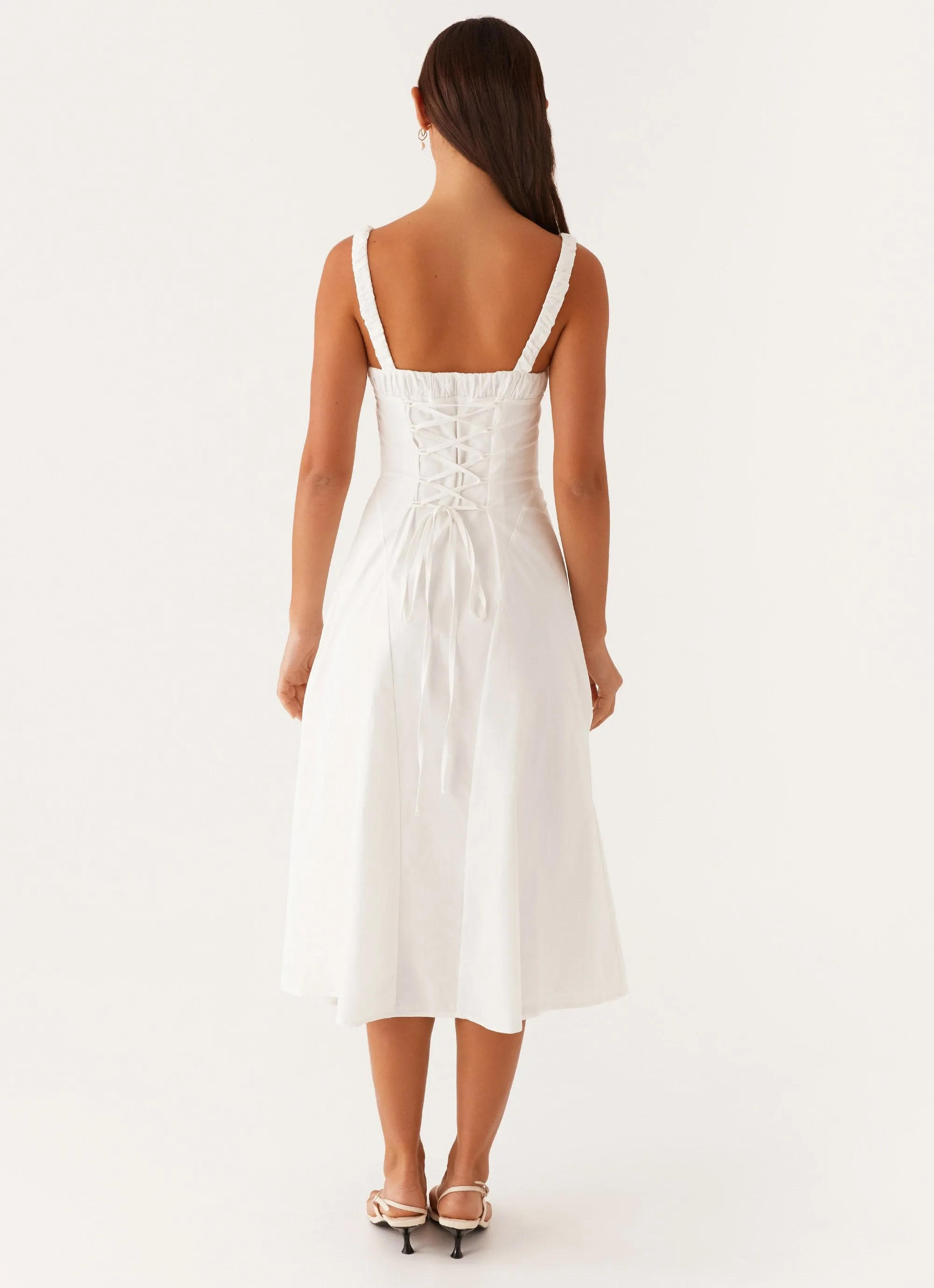 Mesh Soft Enola Midi Dress - White