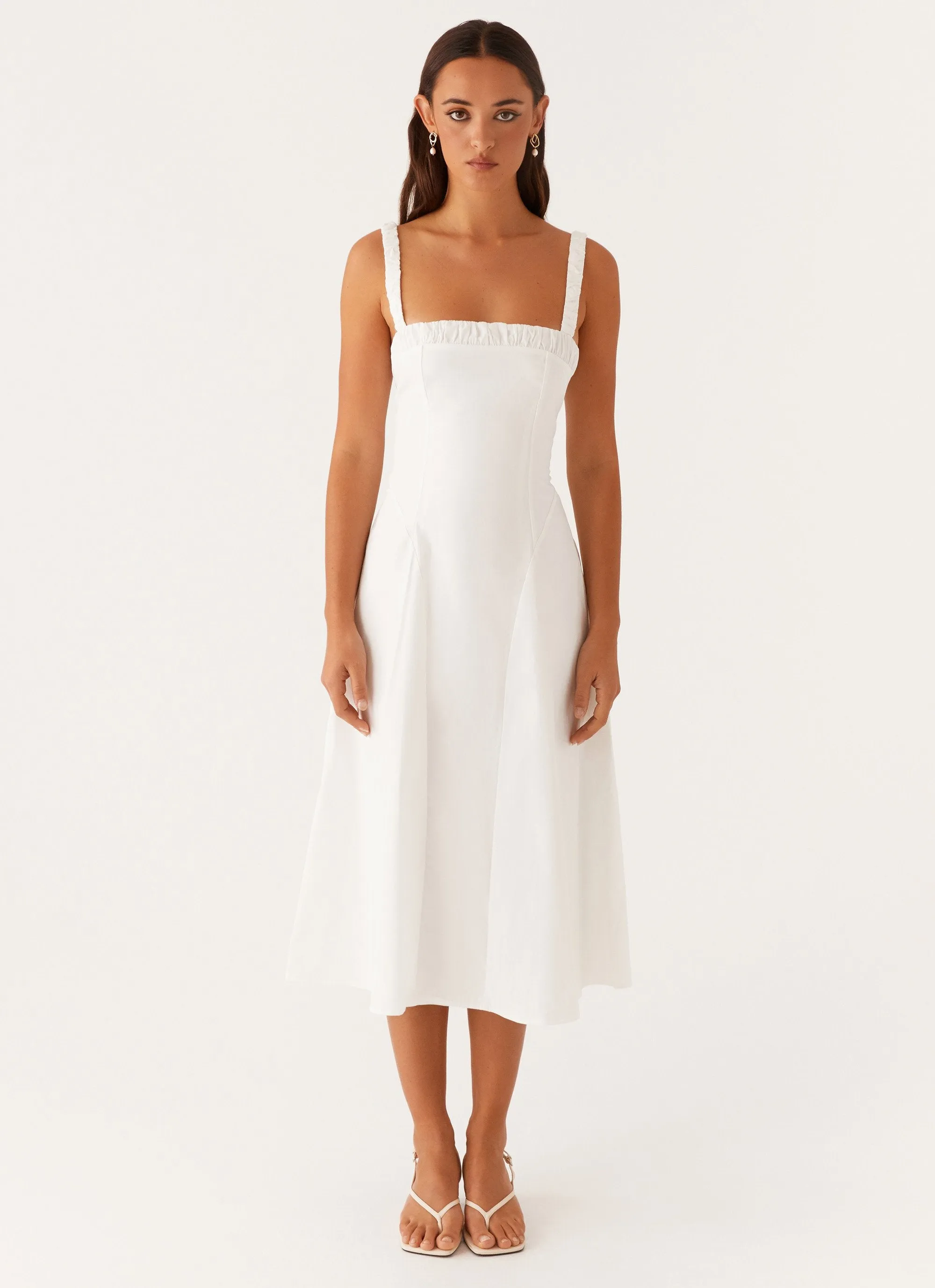 Enola Midi Dress - White Modern Soft Cool Structure