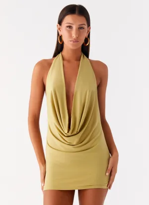 Body Ease Haisley Cowl Mini Dress - Lime Green