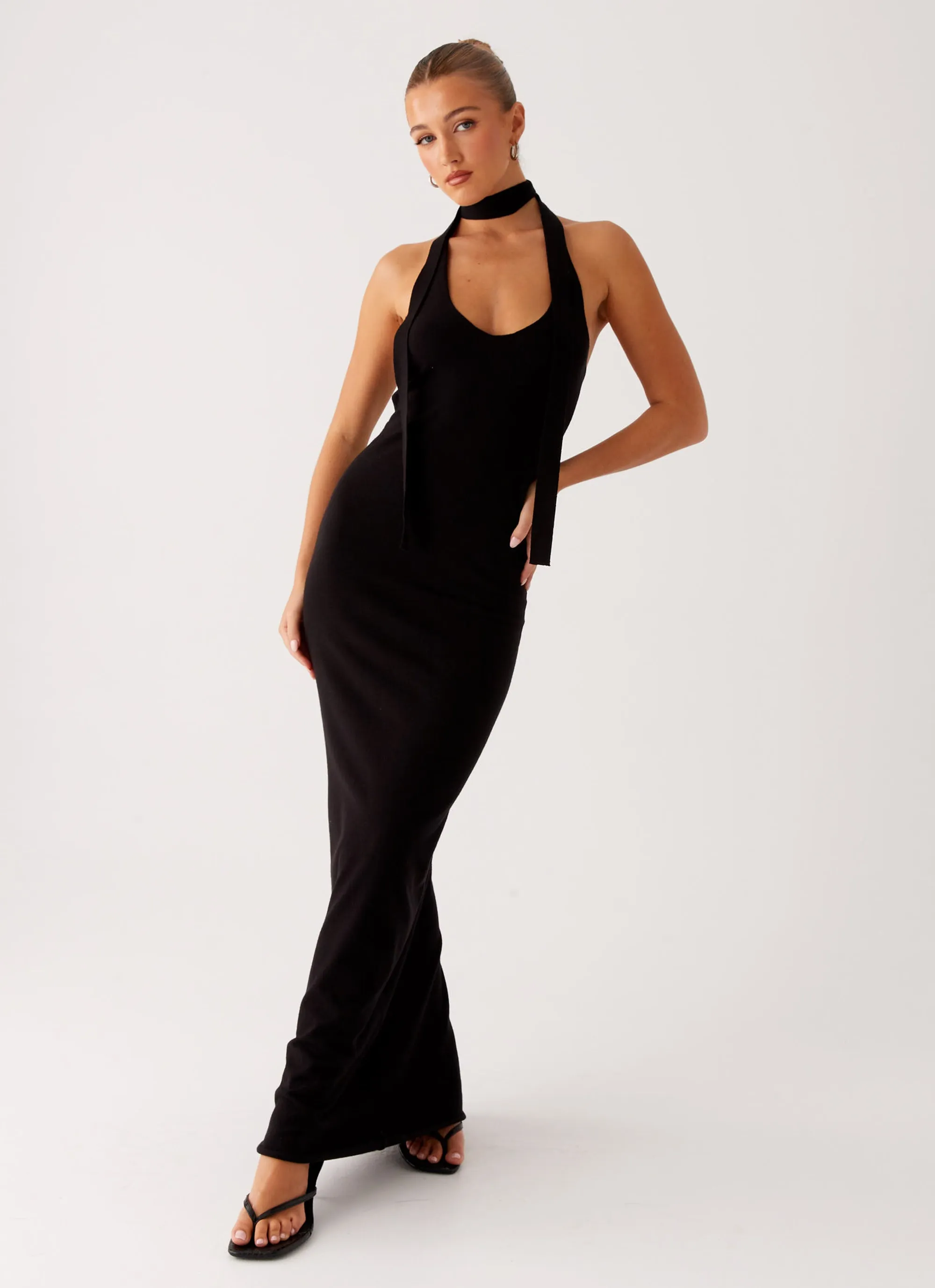 Soft Neutral Eddie Knit Maxi Dress - Black