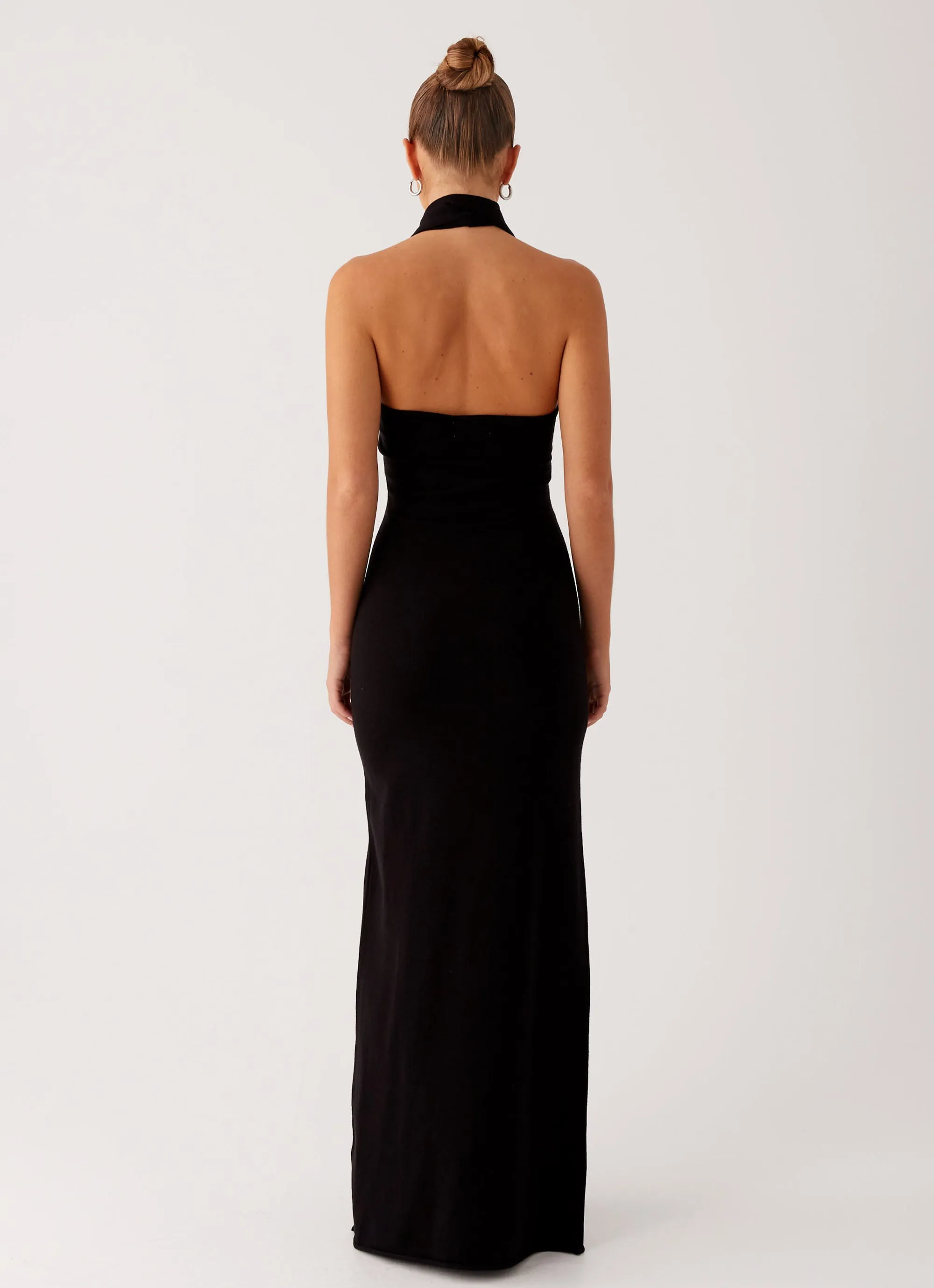 Eddie Knit Maxi Dress - Black Sophisticated Elegance Street Casual