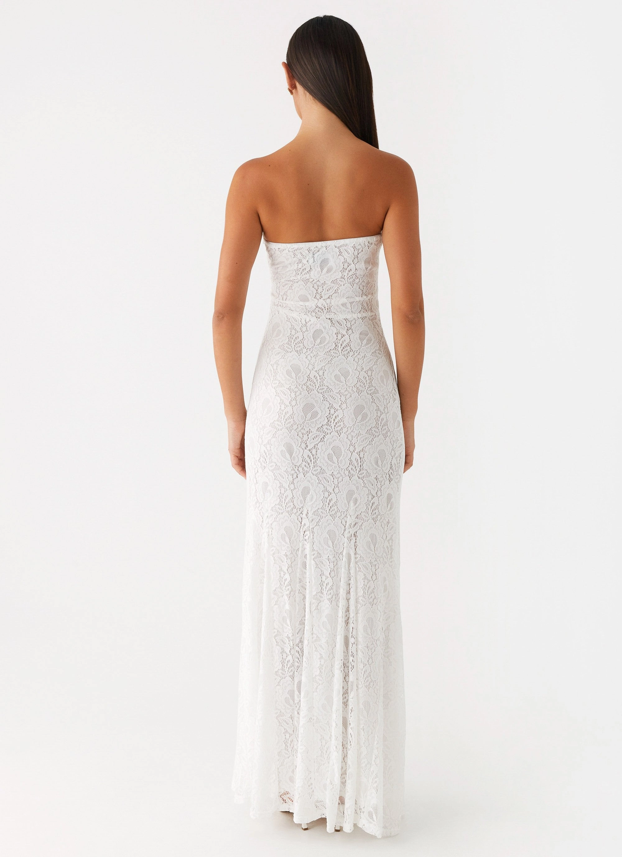 Seasonal Must-Have Sculpted Fit Lolita Lace Maxi Dress - Ivory