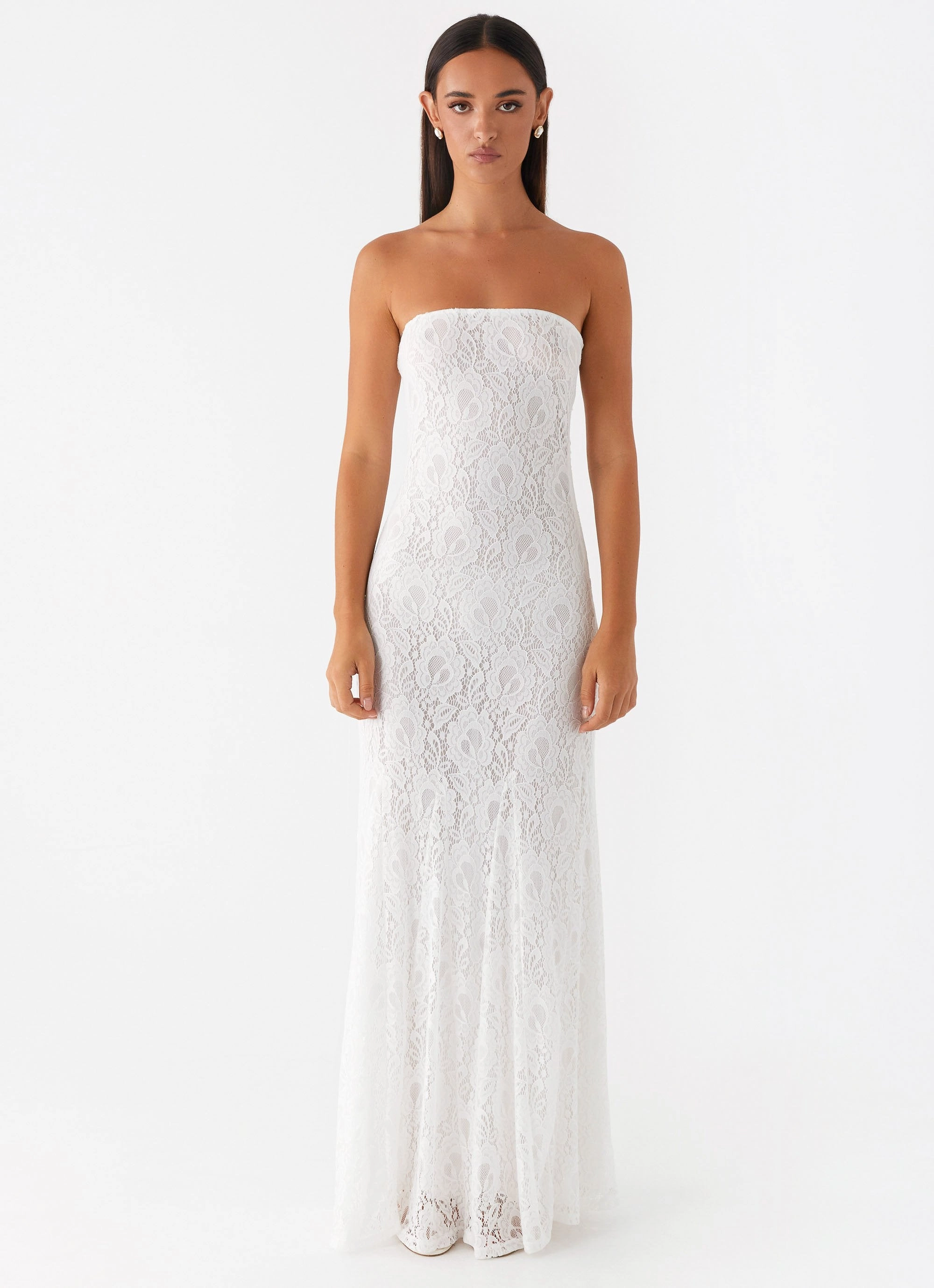 Sporty Look Earth Colors Lolita Lace Maxi Dress - Ivory