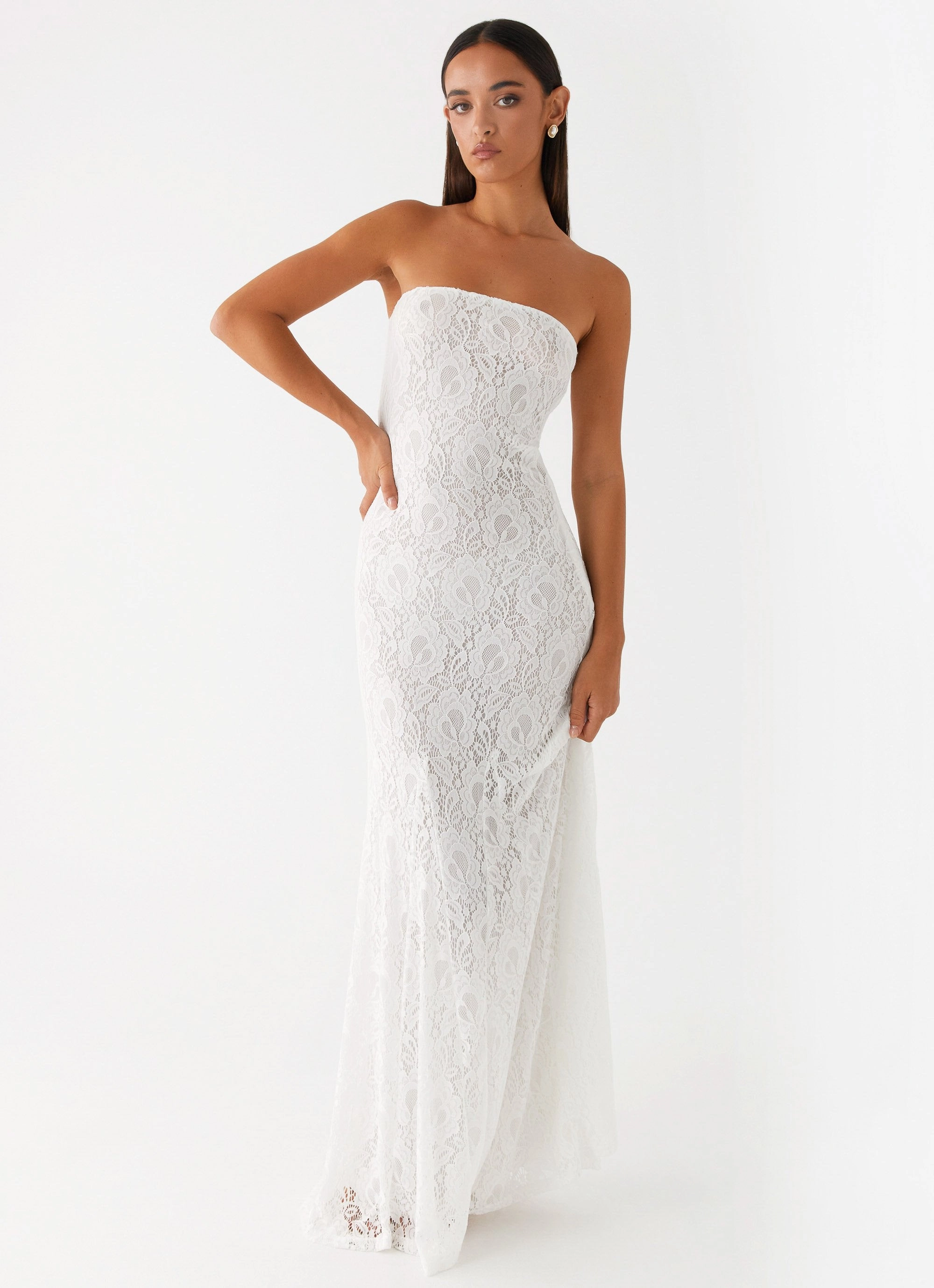 Lolita Lace Maxi Dress - Ivory Hidden Zipper Garden-Party