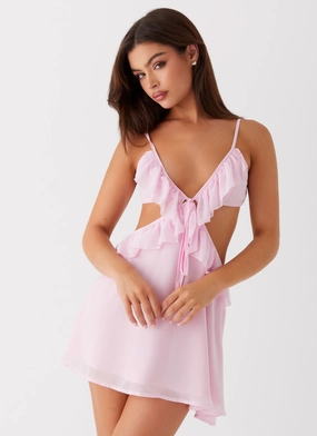 Polly Ruffle Mini Dress - Pink Relax Layers