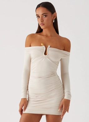 Japan Line Natural Light Rudy Long Sleeve Mini Dress - Ivory