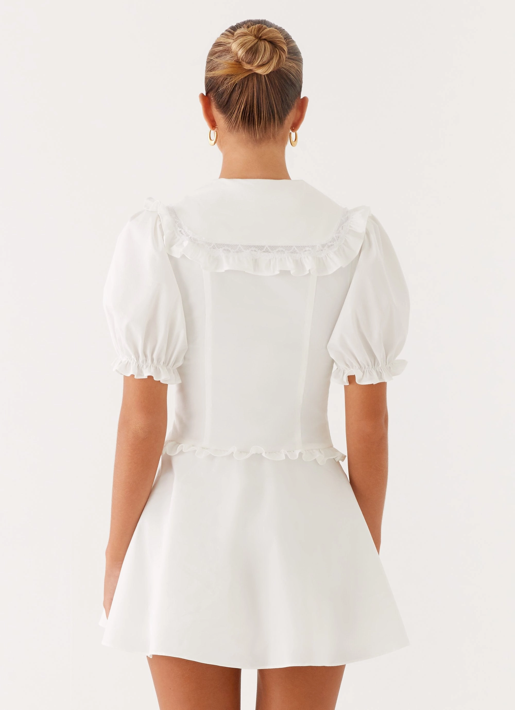 Smooth Texture Lace Ease Seana Mini Dress - White