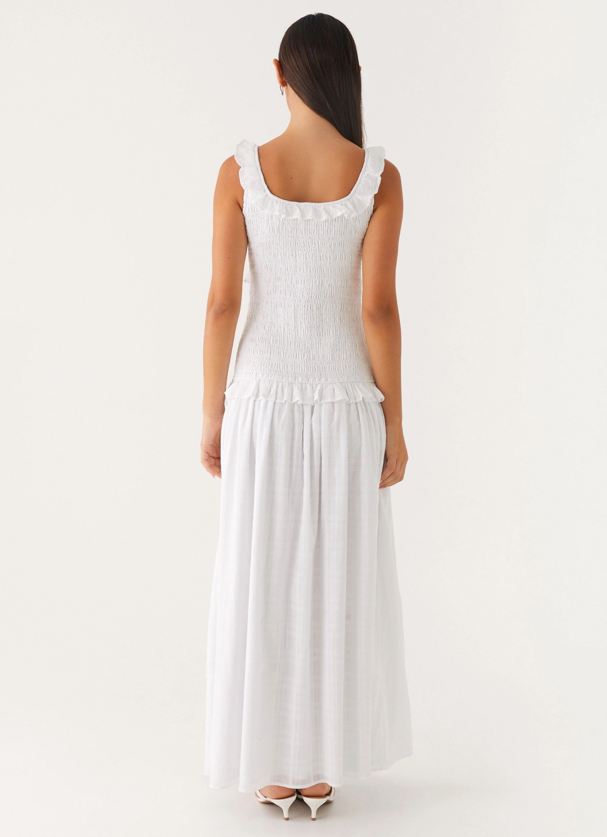 Smile Feel Westlyn Shirred Maxi Dress - White