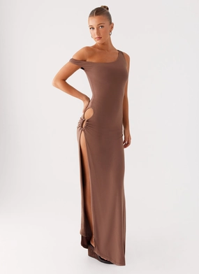 Stud-Detail TaglessDesign Dalla Maxi Dress - Dark Chocolate