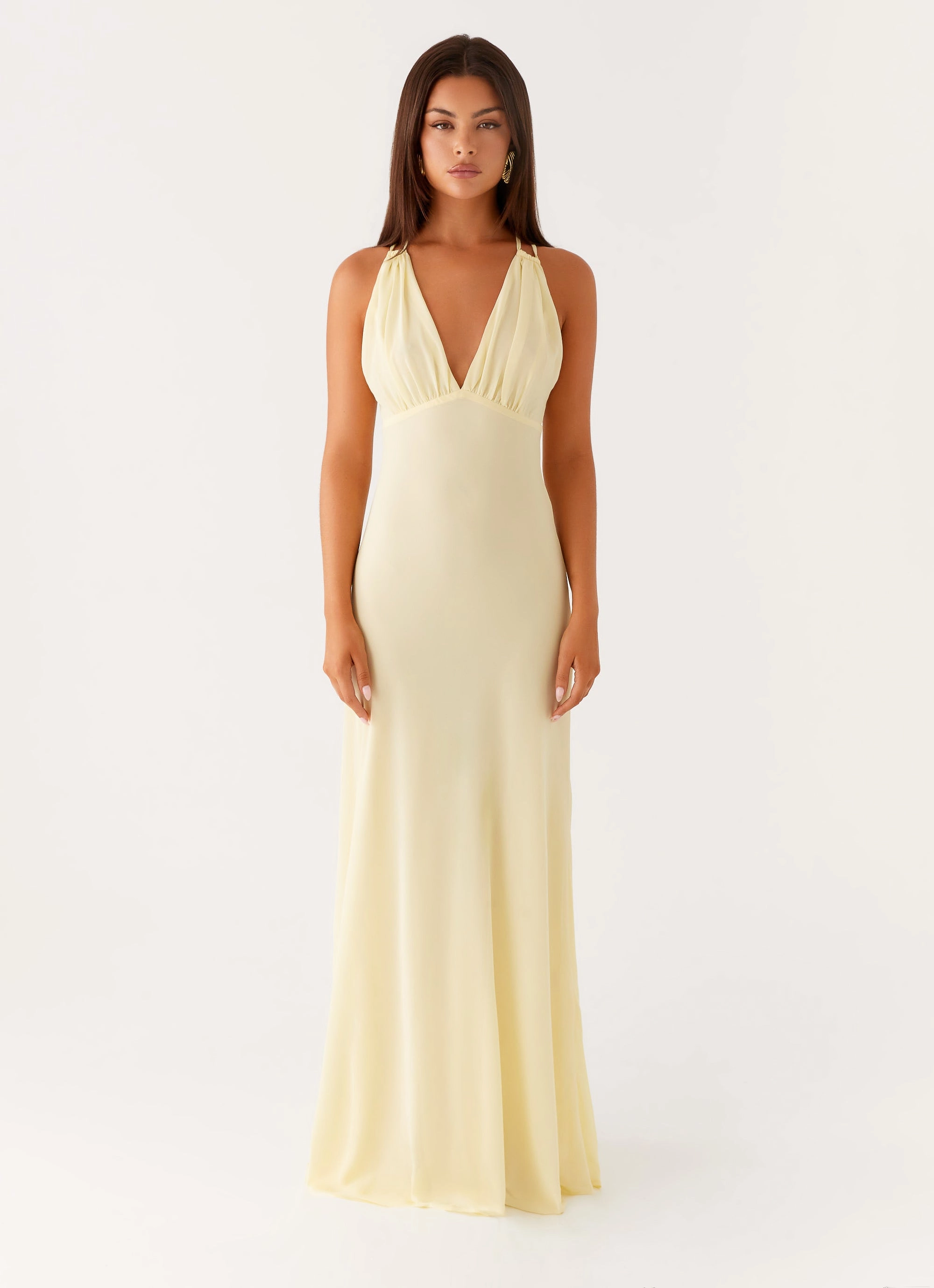 Kacia Maxi Dress - Lemon button detail