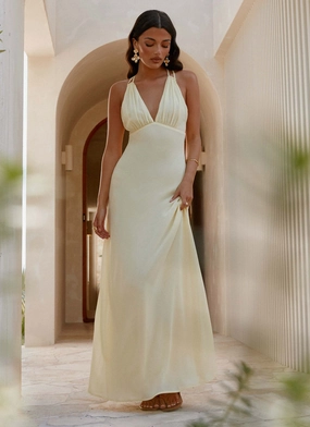 Kacia Maxi Dress - Lemon Sculpted Form Editor??s-Pick