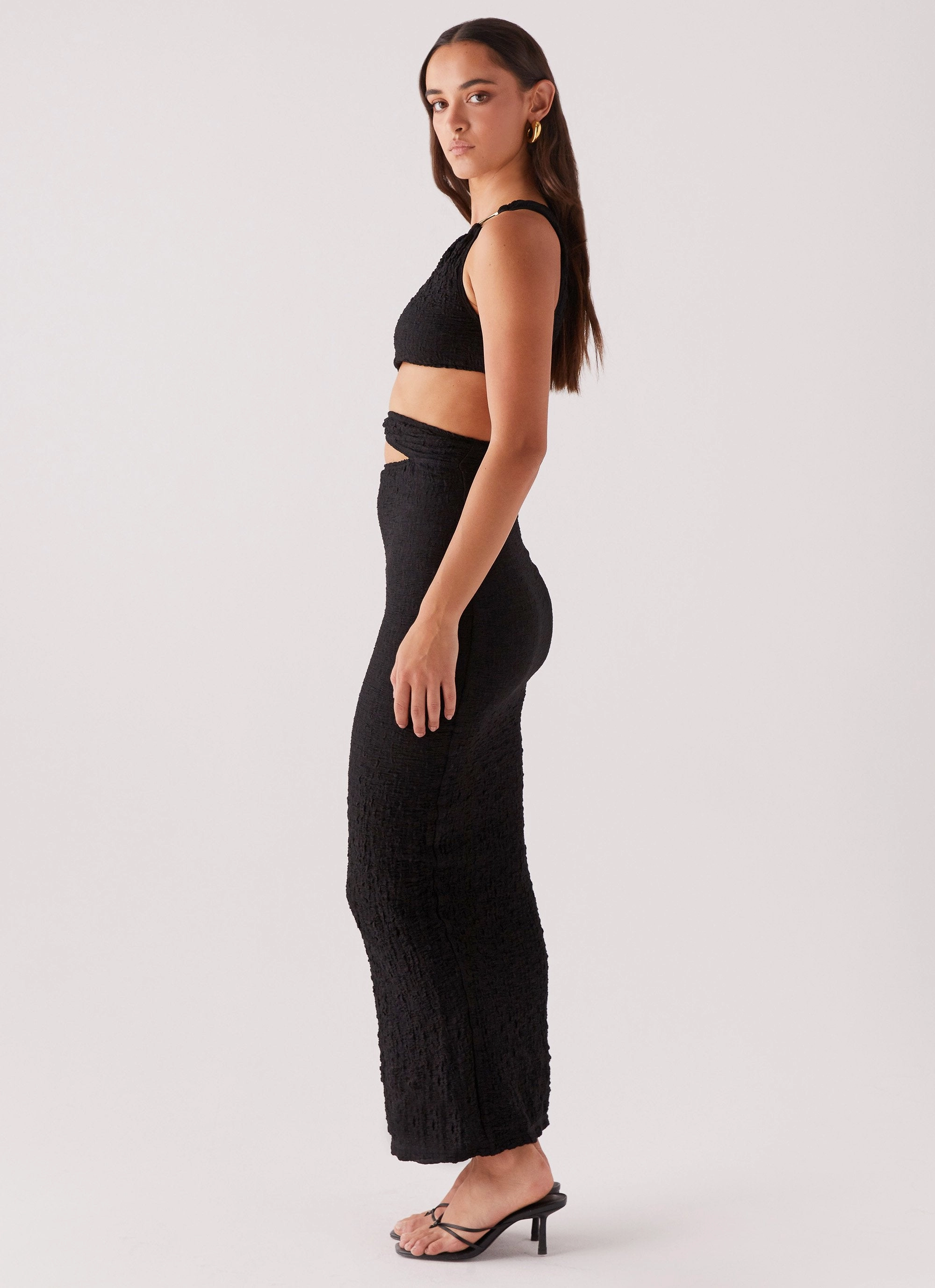 North Haven Maxi Dress - Black Eco-friendly Draped Layer