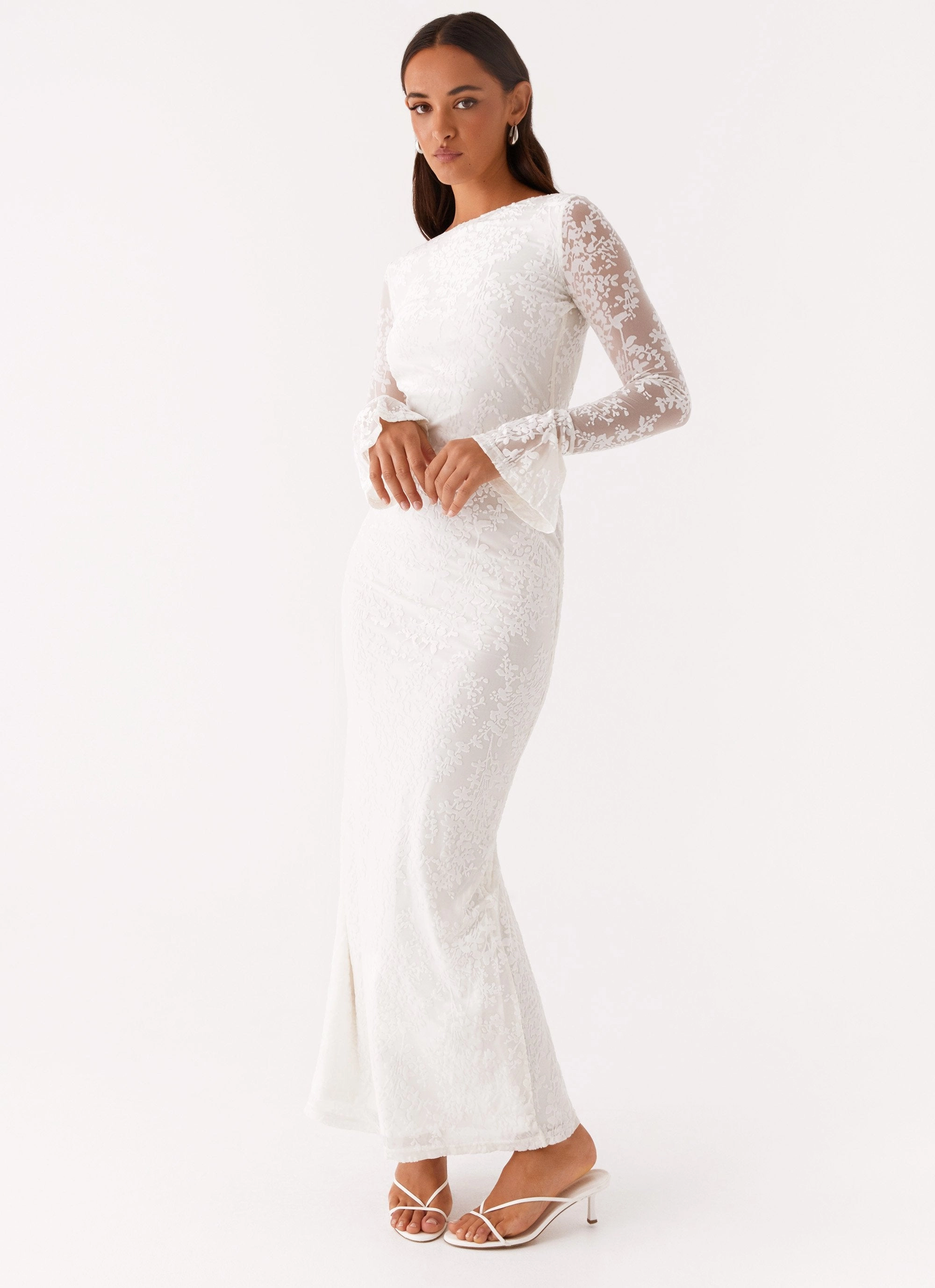 Countryside-Style Light Fall Thriving Maxi Dress - White
