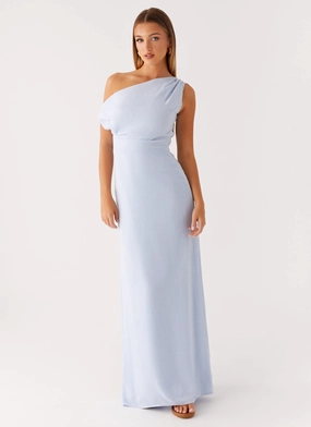 Lady Love Linen Maxi Dress - Blue Matte Look Relaxed Style Wear