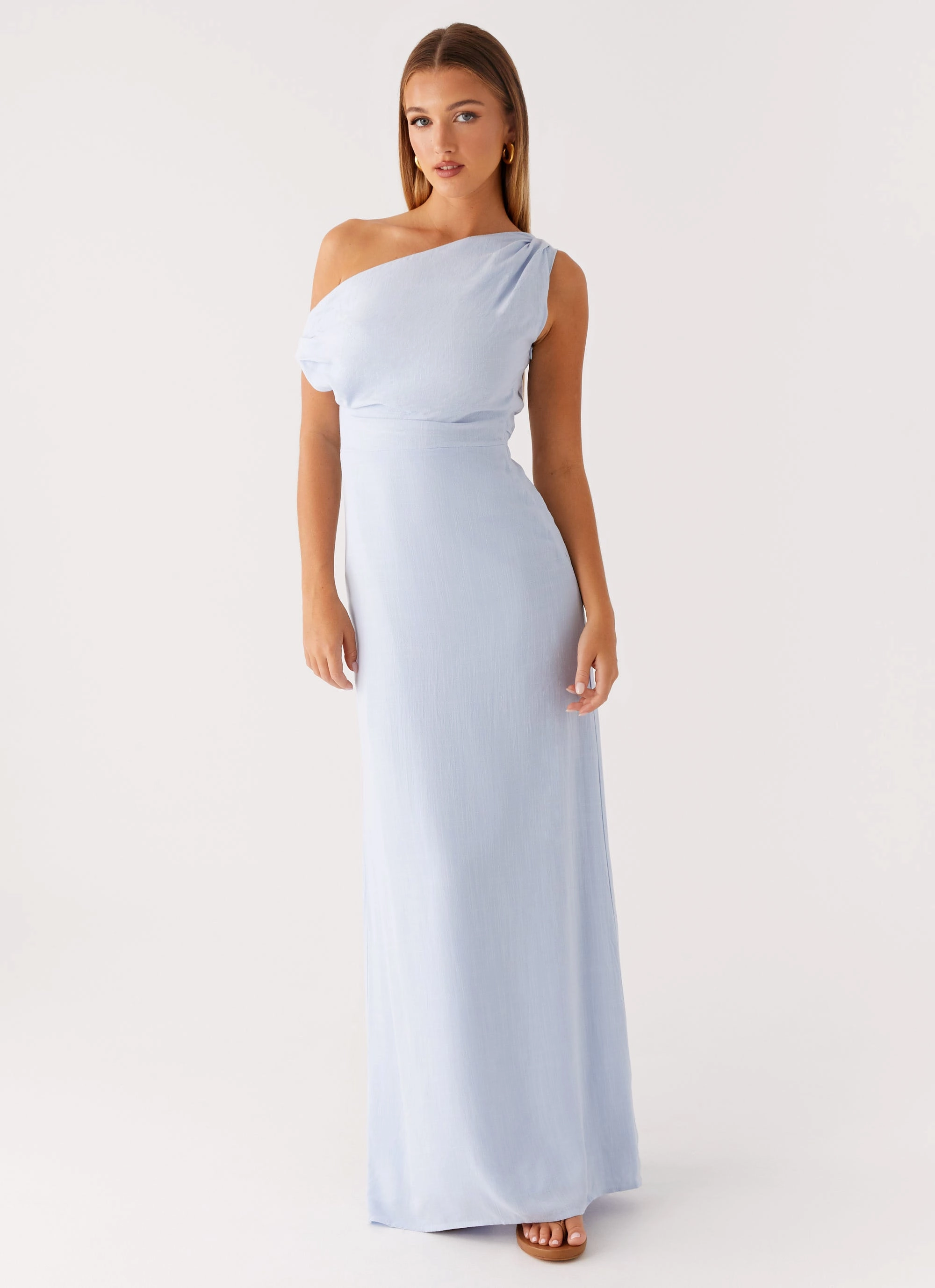 Lady Love Linen Maxi Dress - Blue Matte Look Relaxed Style Wear
